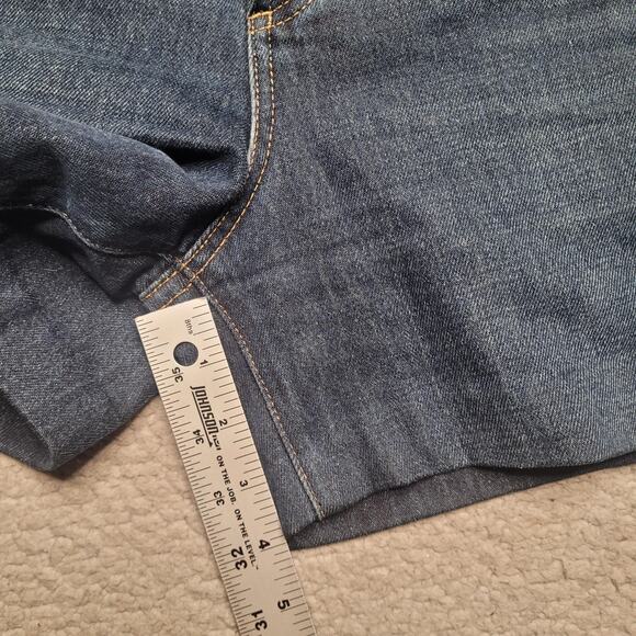 Massimo Dutti Shorts 4 Blue Denim High Rise Leather Pocket Button Fly Casual - Picture 9 of 9